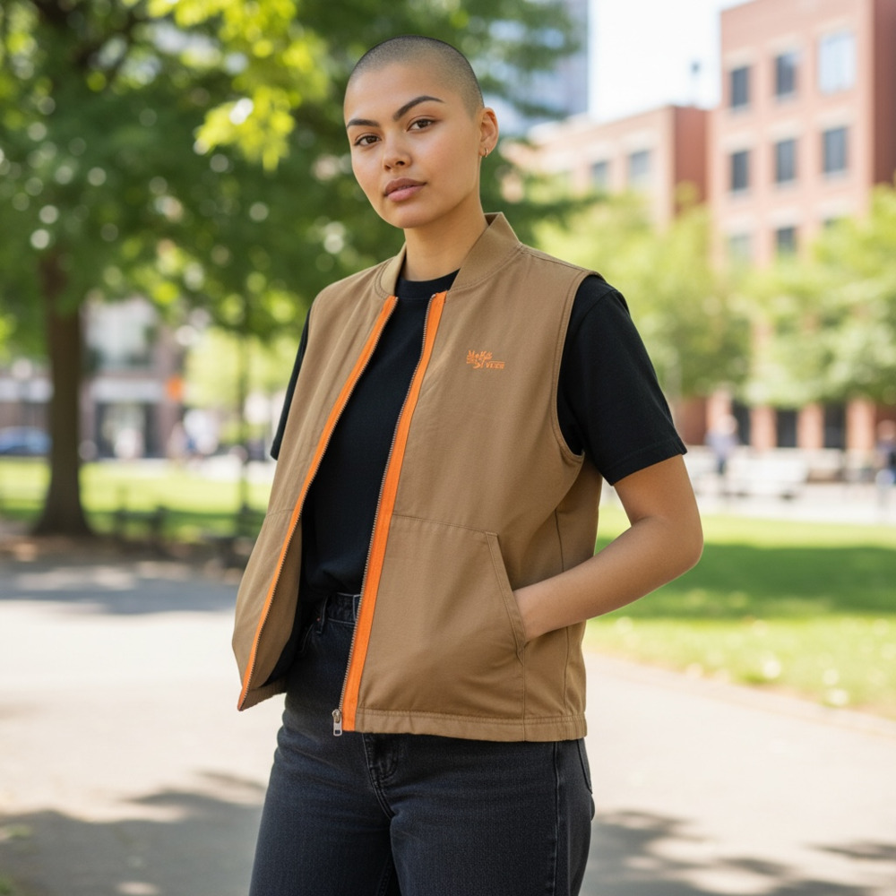 Vans Lizzie Armanto Quilted Canvas Utility Vest - Burro Brown